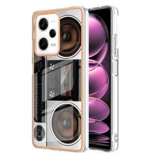 For Xiaomi Redmi Note 12 Pro 5G Global Electroplating Marble Dual-side IMD Phone Case(Retro Radio)