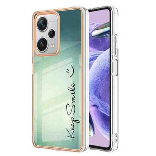 For Xiaomi Redmi Note 12 Pro+ Global Electroplating Marble Dual-side IMD Phone Case(Smile)