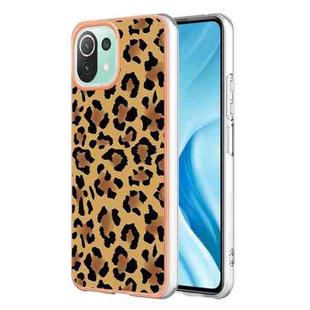 For Xiaomi 11 Lite Electroplating Marble Dual-side IMD Phone Case(Leopard Print)
