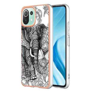 For Xiaomi 11 Lite Electroplating Marble Dual-side IMD Phone Case(Totem Elephant)