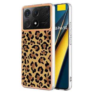 For Xiaomi Poco X6 Pro / Redmi K70E Electroplating Marble Dual-side IMD Phone Case(Leopard Print)