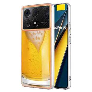 For Xiaomi Poco X6 Pro / Redmi K70E Electroplating Marble Dual-side IMD Phone Case(Draft Beer)