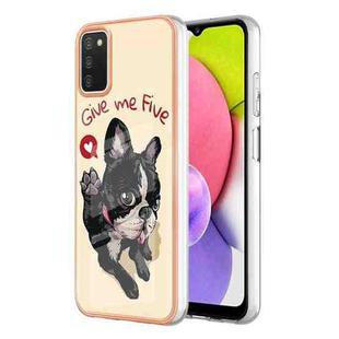 For Samsung Galaxy A03s US Version Electroplating Marble Dual-side IMD Phone Case(Lucky Dog)