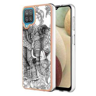 For Samsung Galaxy A12 Electroplating Marble Dual-side IMD Phone Case(Totem Elephant)