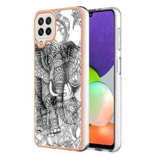 For Samsung Galaxy A22 4G EU Version Electroplating Marble Dual-side IMD Phone Case(Totem Elephant)