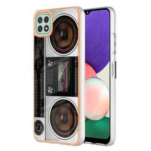 For Samsung Galaxy A22 5G US Version Electroplating Marble Dual-side IMD Phone Case(Retro Radio)