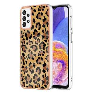 For Samsung Galaxy A73 5G Electroplating Marble Dual-side IMD Phone Case(Leopard Print)