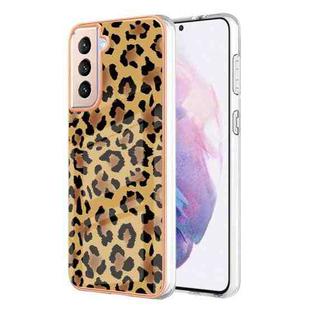 For Samsung Galaxy S21+ 5G Electroplating Marble Dual-side IMD Phone Case(Leopard Print)