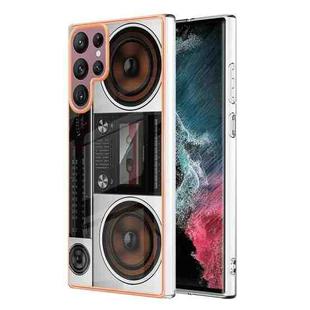 For Samsung Galaxy S22 Ultra 5G Electroplating Marble Dual-side IMD Phone Case(Retro Radio)