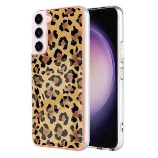 For Samsung Galaxy S23 5G Electroplating Marble Dual-side IMD Phone Case(Leopard Print)