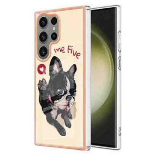 For Samsung Galaxy S23 Ultra 5G Electroplating Marble Dual-side IMD Phone Case(Lucky Dog)