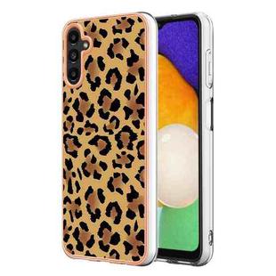 For Samsung Galaxy A35 5G Electroplating Marble Dual-side IMD Phone Case(Leopard Print)