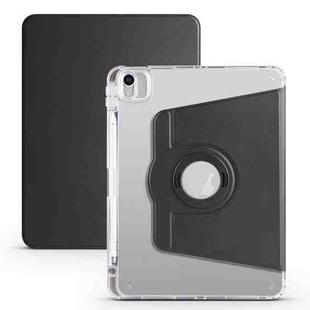 For iPad Air 13 2024 Clear Acrylic 360 Rotation Detachable Leather Tablet Case(Black)