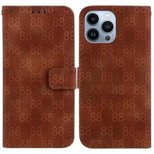 For iPhone 15 Pro Max Double 8-shaped Embossed Leather Phone Case(Brown)