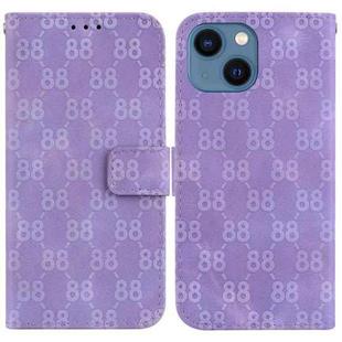 For iPhone 15 Plus Double 8-shaped Embossed Leather Phone Case(Purple)