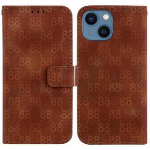 For iPhone 15 Plus Double 8-shaped Embossed Leather Phone Case(Brown)