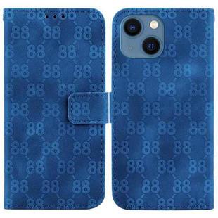 For iPhone 15 Double 8-shaped Embossed Leather Phone Case(Blue)