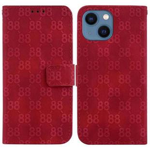 For iPhone 15 Double 8-shaped Embossed Leather Phone Case(Red)