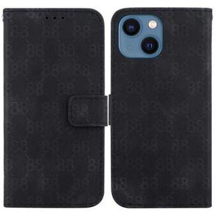 For iPhone 15 Double 8-shaped Embossed Leather Phone Case(Black)