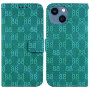 For iPhone 14 Plus Double 8-shaped Embossed Leather Phone Case(Green)