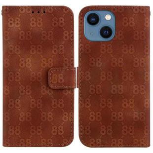 For iPhone 14 Plus Double 8-shaped Embossed Leather Phone Case(Brown)