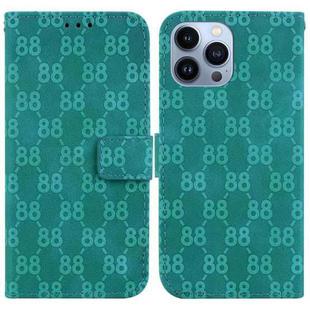 For iPhone 14 Pro Double 8-shaped Embossed Leather Phone Case(Green)