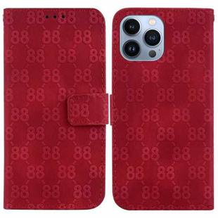 For iPhone 14 Pro Double 8-shaped Embossed Leather Phone Case(Red)