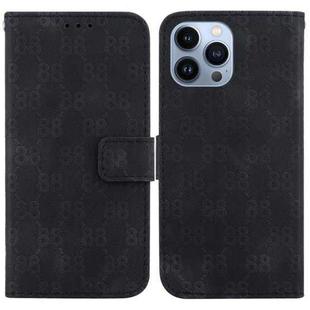 For iPhone 14 Pro Double 8-shaped Embossed Leather Phone Case(Black)