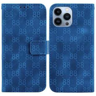 For iPhone 14 Pro Max Double 8-shaped Embossed Leather Phone Case(Blue)