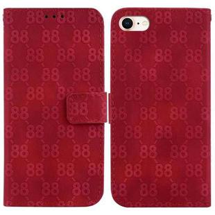 For iPhone SE 2022 / 2020 / 8 / 7 Double 8-shaped Embossed Leather Phone Case(Red)