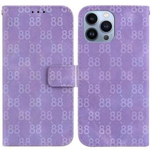 For iPhone 13 Pro Max Double 8-shaped Embossed Leather Phone Case(Purple)
