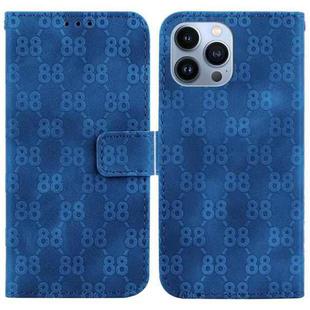 For iPhone 13 Pro Max Double 8-shaped Embossed Leather Phone Case(Blue)