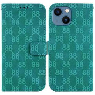 For iPhone 13 Double 8-shaped Embossed Leather Phone Case(Green)