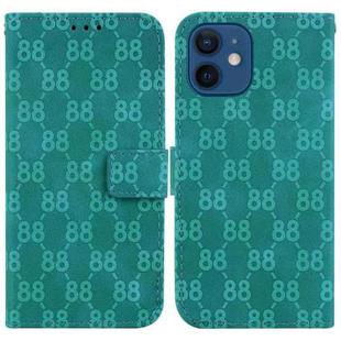 For iPhone 12 / 12 Pro Double 8-shaped Embossed Leather Phone Case(Green)
