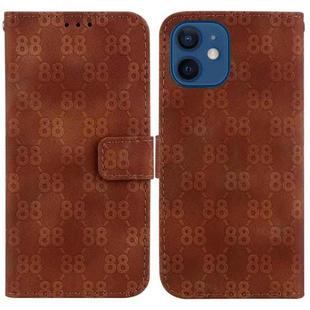 For iPhone 12 / 12 Pro Double 8-shaped Embossed Leather Phone Case(Brown)