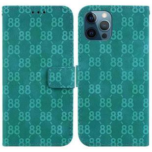 For iPhone 12 Pro Max Double 8-shaped Embossed Leather Phone Case(Green)