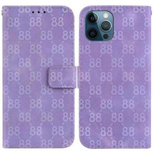 For iPhone 12 Pro Max Double 8-shaped Embossed Leather Phone Case(Purple)