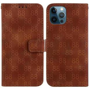 For iPhone 12 Pro Max Double 8-shaped Embossed Leather Phone Case(Brown)