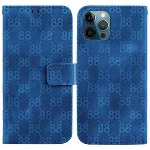 For iPhone 12 Pro Max Double 8-shaped Embossed Leather Phone Case(Blue)