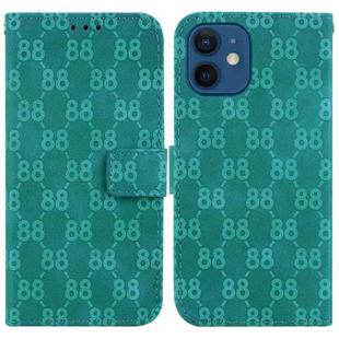 For iPhone 12 mini Double 8-shaped Embossed Leather Phone Case(Green)