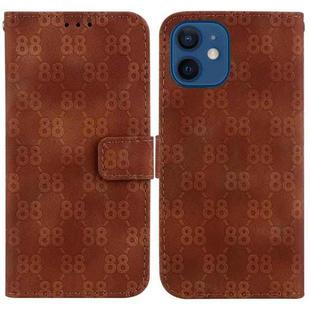 For iPhone 12 mini Double 8-shaped Embossed Leather Phone Case(Brown)