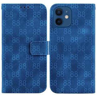 For iPhone 12 mini Double 8-shaped Embossed Leather Phone Case(Blue)