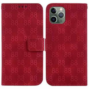 For iPhone 11 Pro Max Double 8-shaped Embossed Leather Phone Case(Red)