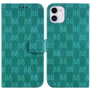 For iPhone 11 Double 8-shaped Embossed Leather Phone Case(Green)