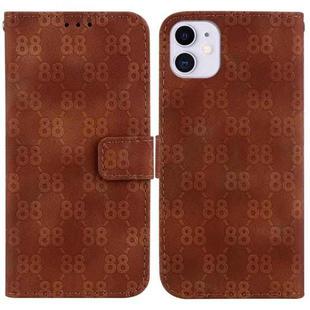 For iPhone 11 Double 8-shaped Embossed Leather Phone Case(Brown)