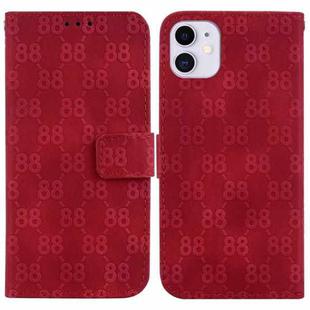 For iPhone 11 Double 8-shaped Embossed Leather Phone Case(Red)