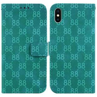 For iPhone X / XS Double 8-shaped Embossed Leather Phone Case(Green)