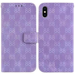 For iPhone X / XS Double 8-shaped Embossed Leather Phone Case(Purple)