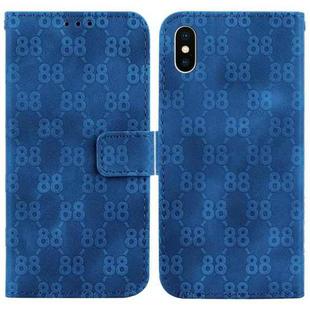 For iPhone X / XS Double 8-shaped Embossed Leather Phone Case(Blue)