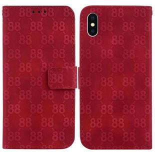 For iPhone X / XS Double 8-shaped Embossed Leather Phone Case(Red)